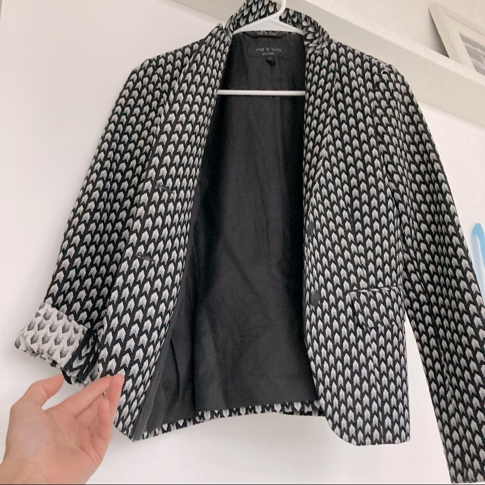 RAG & BONE | Bailey Black & White Arrow Chevron Print Jacket | Size 0